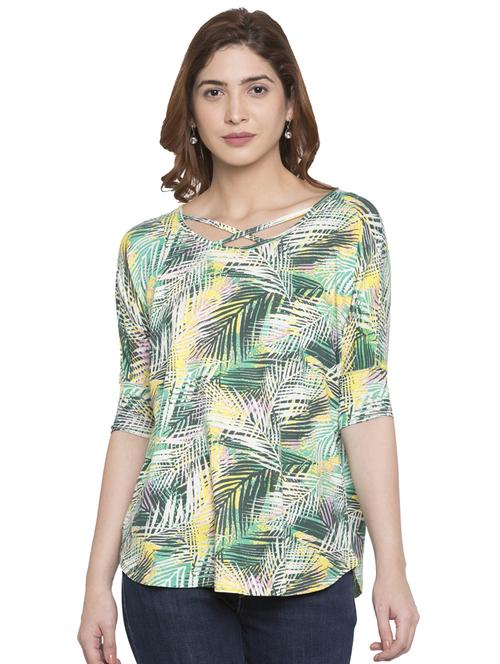 criss-cross neck tropical top - 15224959 - Standard Image - 1