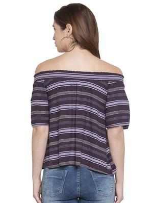 off shoulder striped top - 15224960 - Standard Image - 3