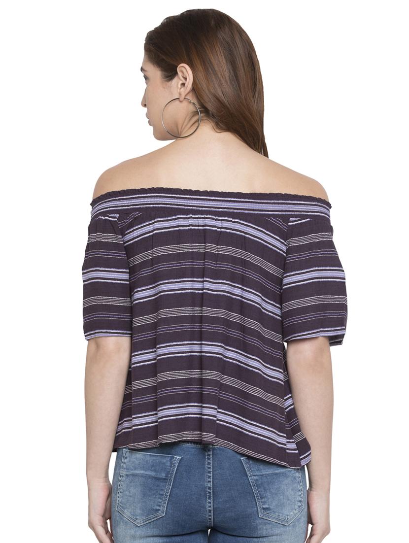 off shoulder striped top - 15224960 - Zoom Image - 3