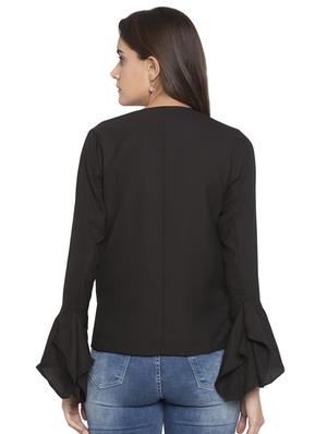 zip up front flute sleeved top - 15224985 - Standard Image - 3