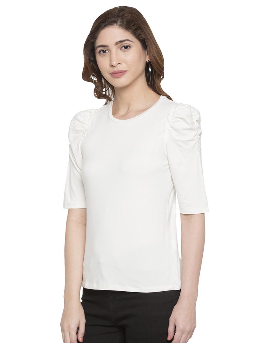 white solid viscose top - 15225000 - Zoom Image - 2