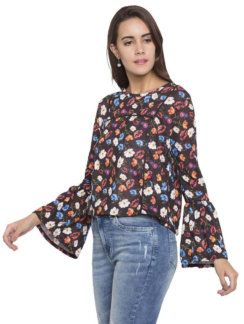 floral bell sleeved top - 15225002 - Zoom Image - 2