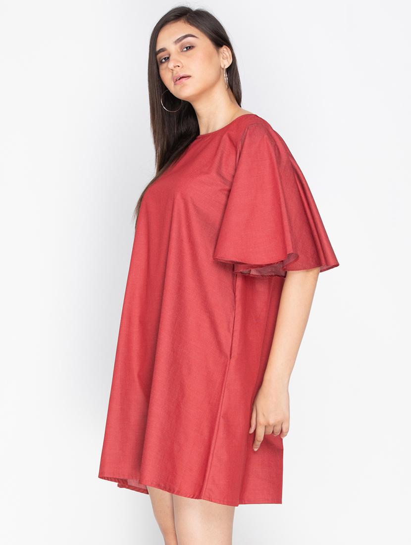 maroon cotton shift dress - 15225092 - Zoom Image - 2