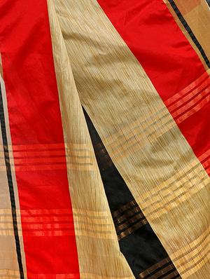red cotton silk woven saree with blouse - 15225808 - Standard Image - 5