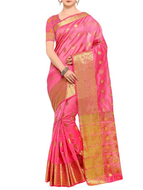 pink silk blend banarasi saree with blouse - 15225825 - Standard Image - 1