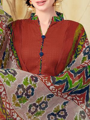 maroon crepe unstitched salwar suit - 15225848 - Standard Image - 2
