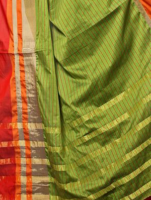 mehandi cotton silk woven saree with blouse - 15226251 - Standard Image - 4