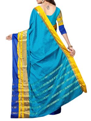 sky blue cotton silk woven saree with blouse - 15226253 - Standard Image - 2