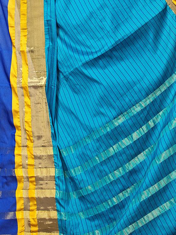 sky blue cotton silk woven saree with blouse - 15226253 - Zoom Image - 4