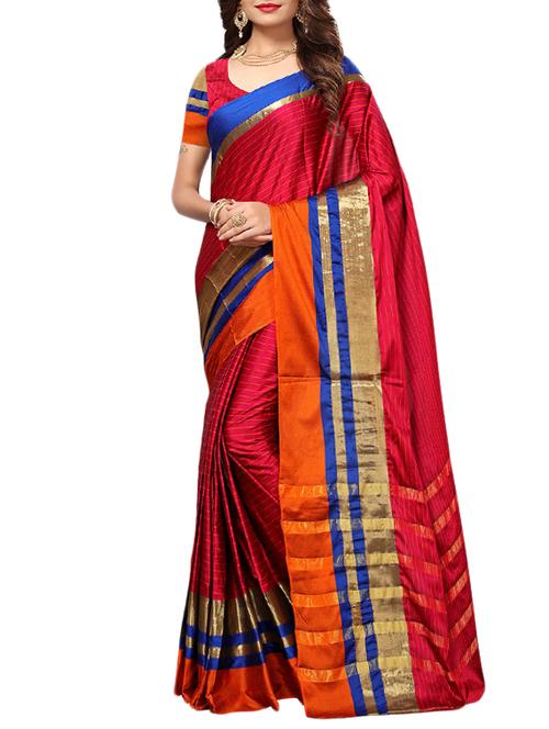 magenta cotton silk woven saree with blouse - 15226256 - Standard Image - 1