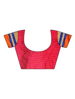 magenta cotton silk woven saree with blouse - 15226256 - Standard Image - 3