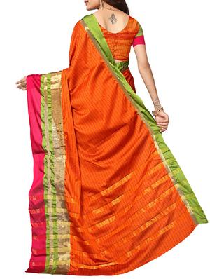 orange cotton silk woven saree with blouse - 15226258 - Standard Image - 2