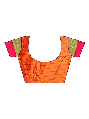 orange cotton silk woven saree with blouse - 15226258 - Standard Image - 3