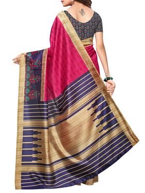 magenta art silk printed saree with blouse - 15226273 - Standard Image - 2