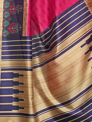 magenta art silk printed saree with blouse - 15226273 - Standard Image - 4