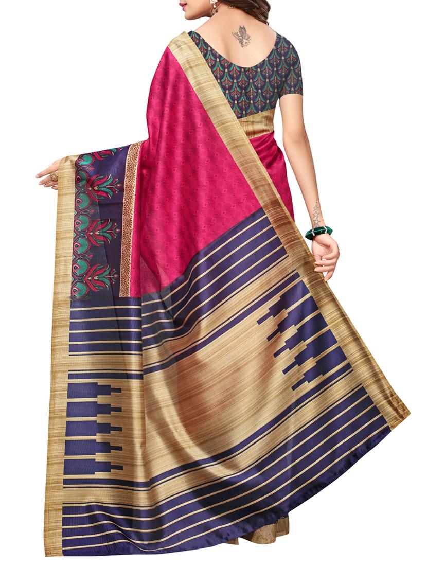 magenta art silk printed saree with blouse - 15226273 - Zoom Image - 2