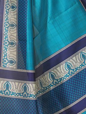 sky blue art silk printed saree with blouse - 15226290 - Standard Image - 4