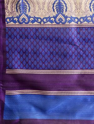 blue art silk printed saree with blouse - 15226291 - Standard Image - 4