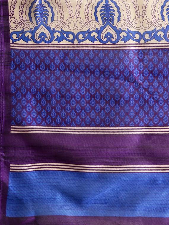 blue art silk printed saree with blouse - 15226291 - Zoom Image - 4