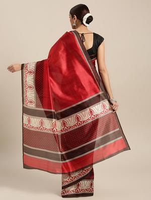 red art silk printed saree with blouse - 15226292 - Standard Image - 2