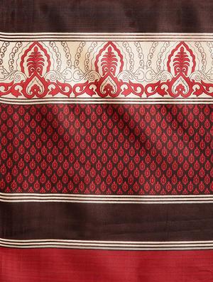 red art silk printed saree with blouse - 15226292 - Standard Image - 4