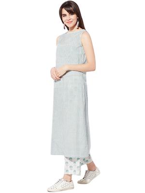 white cotton a-line kurta - 15226716 - Standard Image - 2
