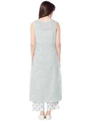 white cotton a-line kurta - 15226716 - Standard Image - 3