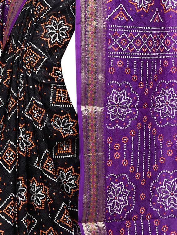 black bandhani saree with blouse - 15226770 - Zoom Image - 3