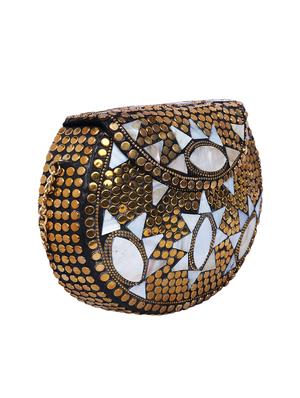 gold metal box clutch - 15226843 - Standard Image - 4