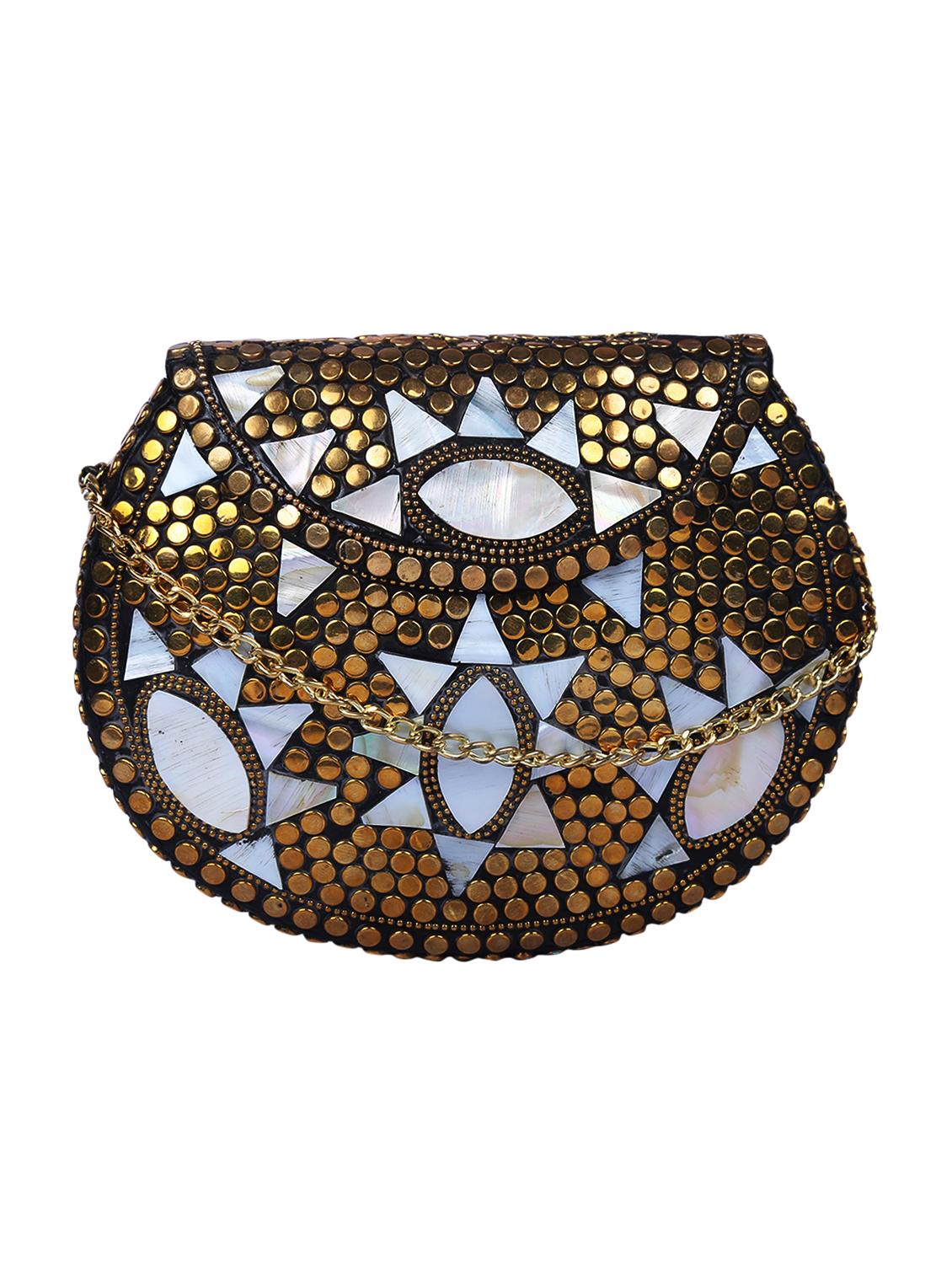 gold metal box clutch - 15226843 - Zoom Image - 1