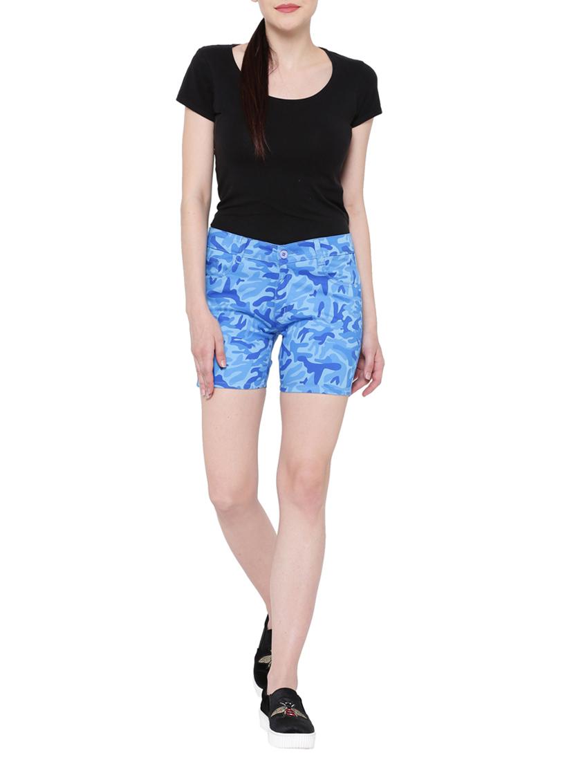 blue cotton camouflage shorts - 15226895 - Zoom Image - 4