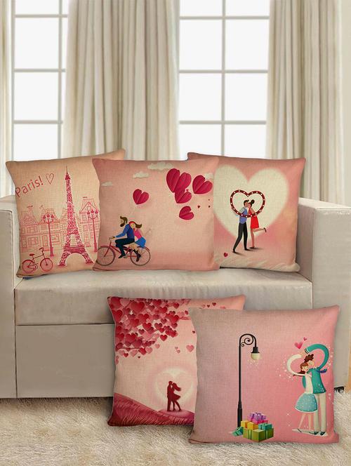 set of 5 jute cushion cover 16 x 16 inch - 15226929 - Standard Image - 1
