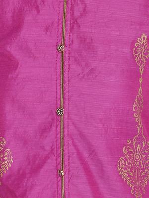 purple chanderi straight kurta - 15226999 - Standard Image - 4
