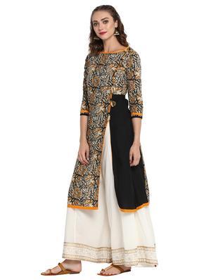 black cotton aline kurta - 15227007 - Standard Image - 2