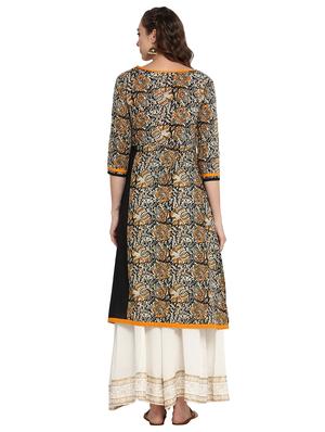 black cotton aline kurta - 15227007 - Standard Image - 3