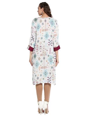 white viscose a-line kurta - 15227008 - Standard Image - 3