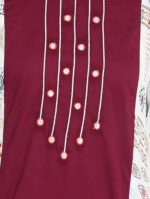 white viscose a-line kurta - 15227008 - Zoom Image - 4