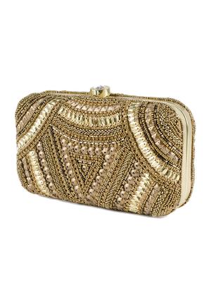 gold metal box clutch - 15227349 - Standard Image - 5