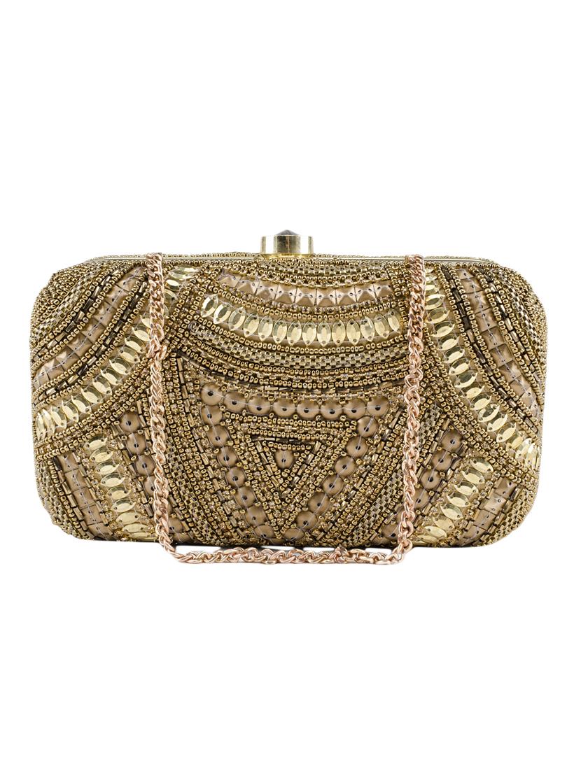 gold metal box clutch - 15227349 - Zoom Image - 1