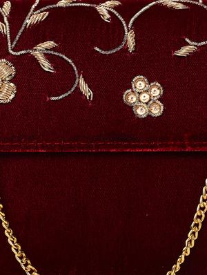 maroon suede fold over clutch - 15227367 - Standard Image - 4