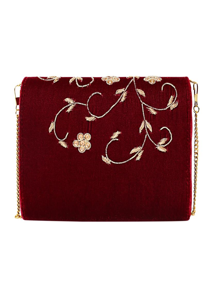 maroon suede fold over clutch - 15227367 - Zoom Image - 2