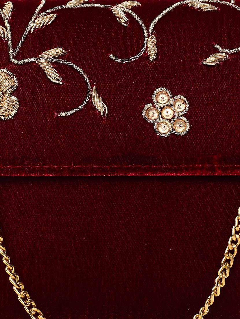 maroon suede fold over clutch - 15227367 - Zoom Image - 4