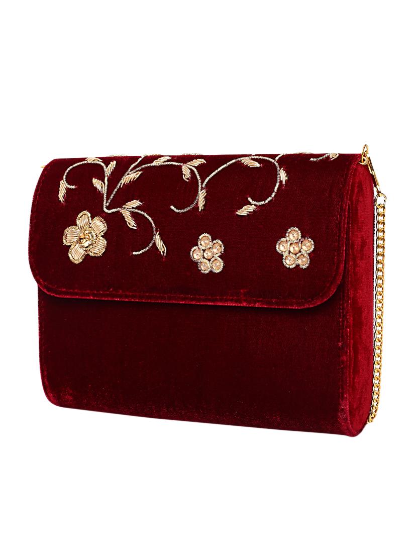 maroon suede fold over clutch - 15227367 - Zoom Image - 5
