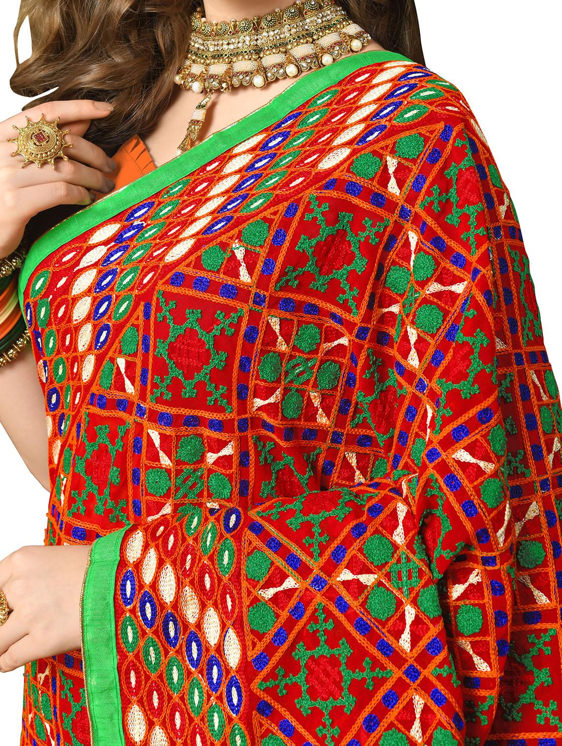 red half and half saree with blouse - 15227460 - Zoom Image - 2