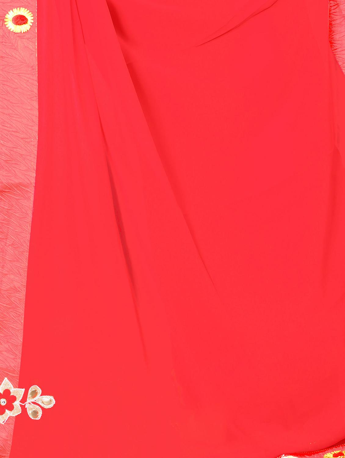 red bordered saree with blouse - 15227466 - Zoom Image - 2