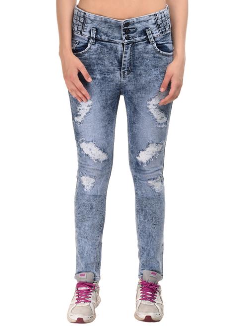blue denim distressed jeans - 15227481 - Standard Image - 1