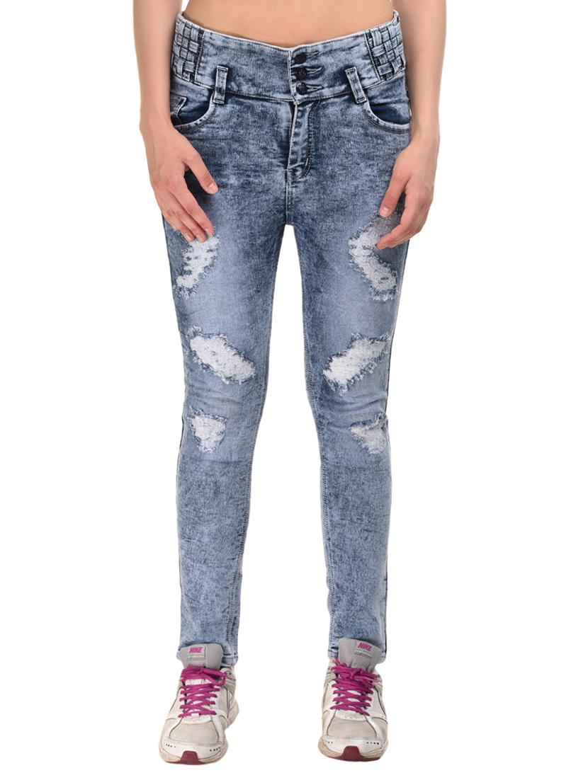 blue denim distressed jeans - 15227481 - Zoom Image - 1