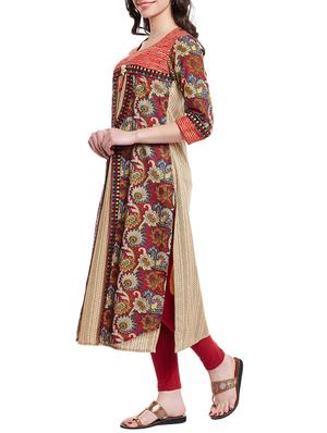 brown cotton layered kurta - 15227497 - Standard Image - 2