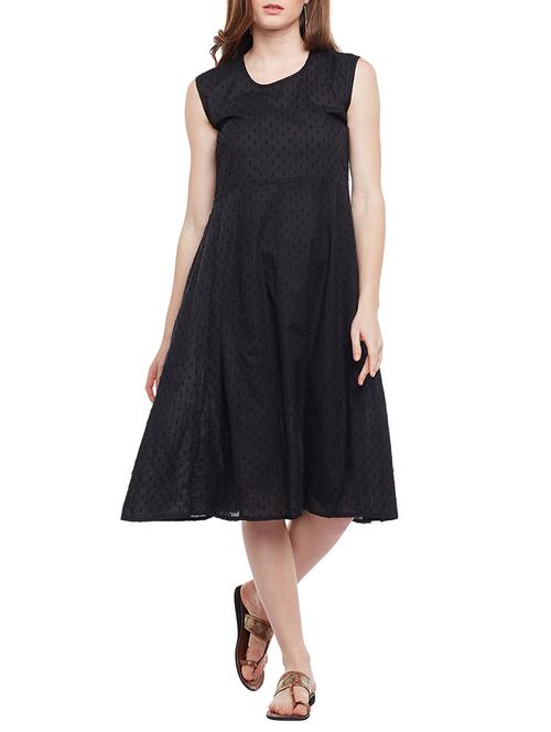 black cotton fusion kurta - 15227502 - Standard Image - 1