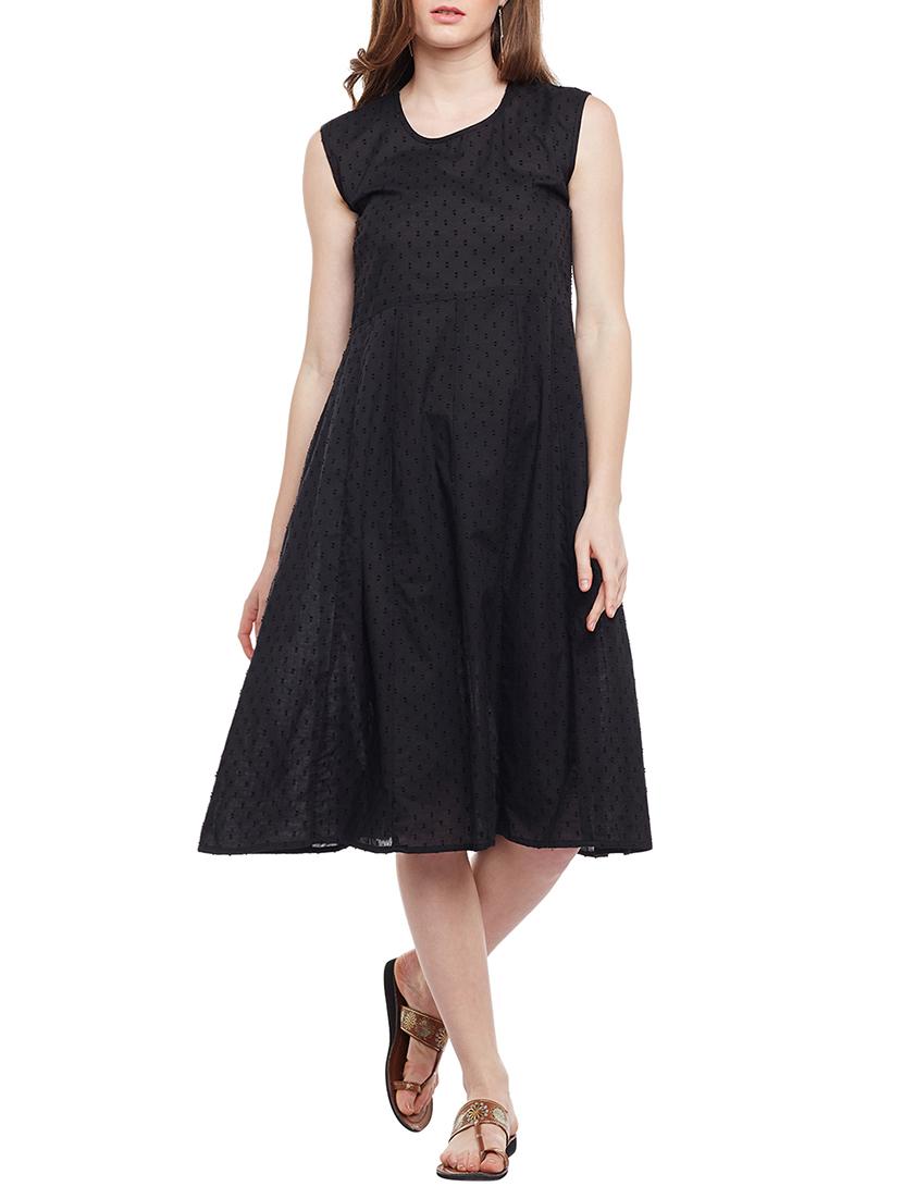 black cotton fusion kurta - 15227502 - Zoom Image - 1